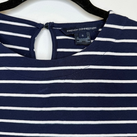French Connection Knit Striped Body-con Dress Navy Blue White Size Small - Picture 10 of 14